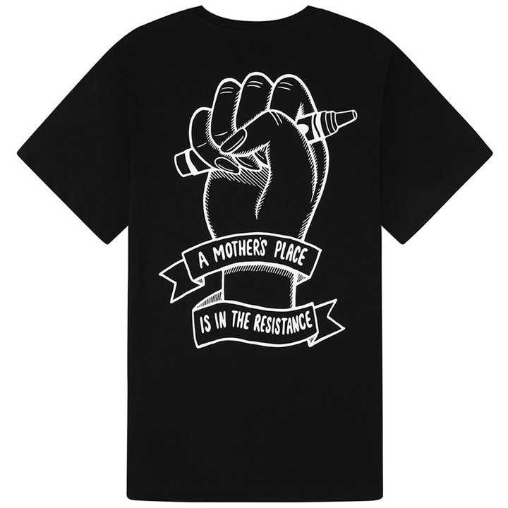 A Mother's Place is in the Resistance Black T-Shirt T-shirts Black & Beech