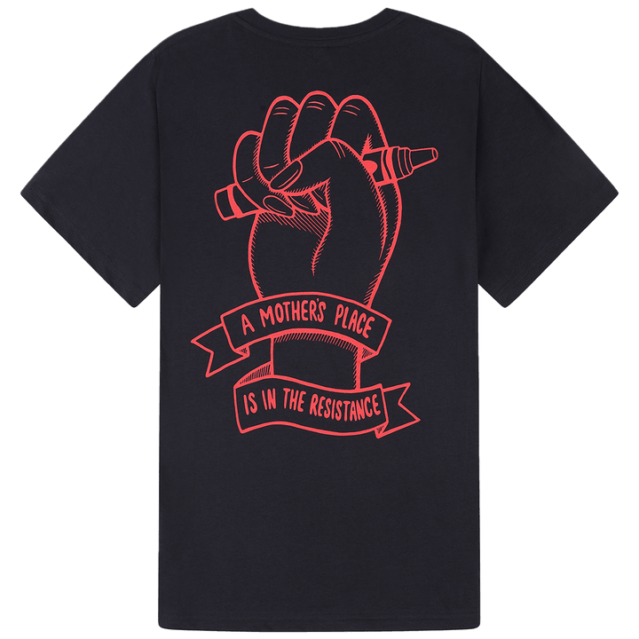 A Mother's Place is in the Resistance Navy T-Shirt T-shirts Black & Beech