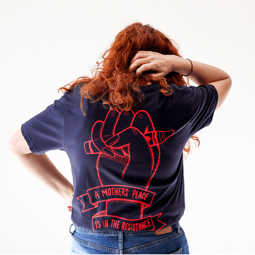 A Mother's Place is in the Resistance Navy T-Shirt T-shirts Black & Beech