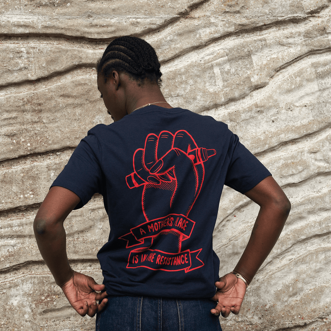 A Mother's Place is in the Resistance Navy T-Shirt T-shirts Black & Beech