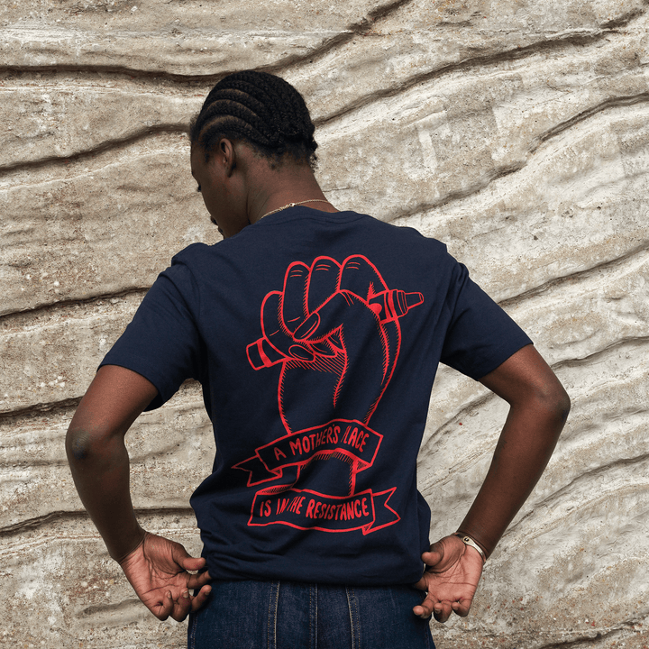 A Mother's Place is in the Resistance Navy T-Shirt T-shirts Black & Beech