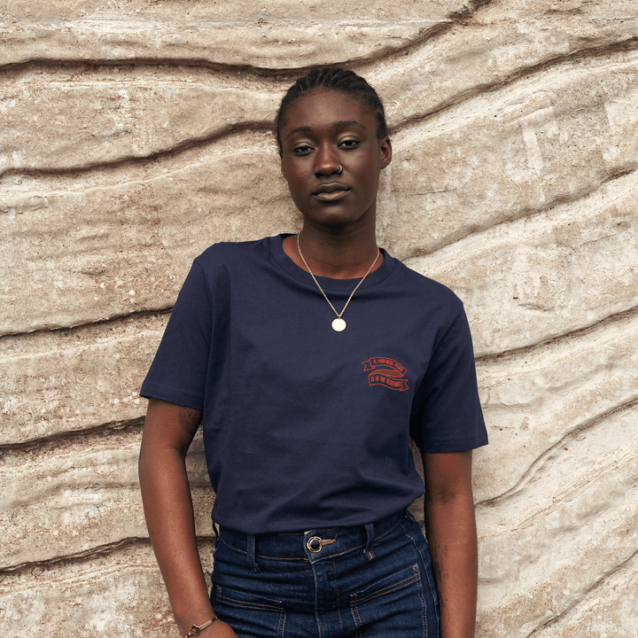 A Mother's Place is in the Resistance Navy T-Shirt T-shirts Black & Beech