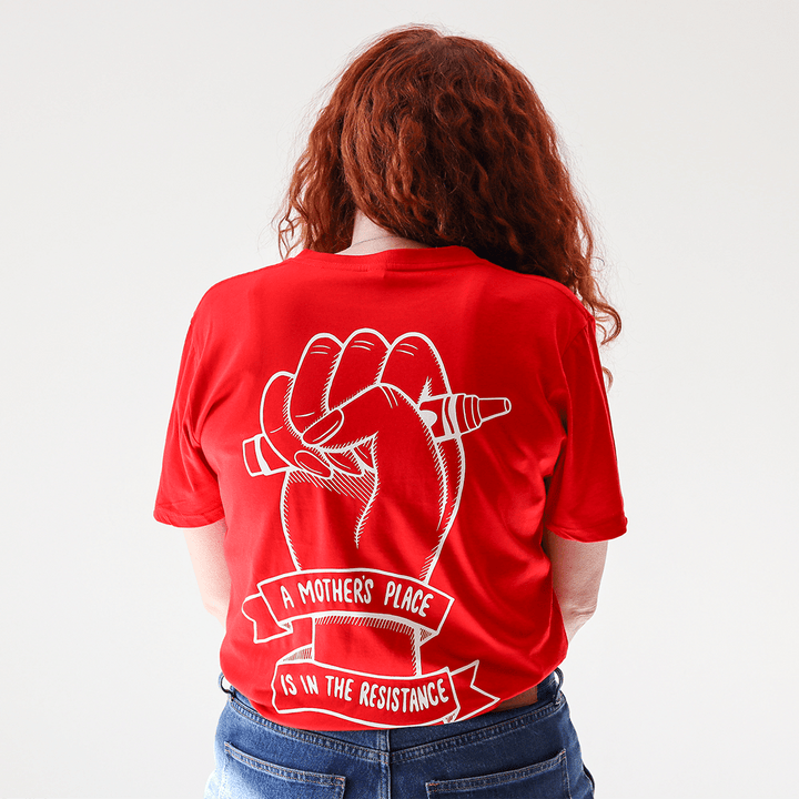 A Mother's Place is in the Resistance Red T-Shirt T-shirts Black & Beech