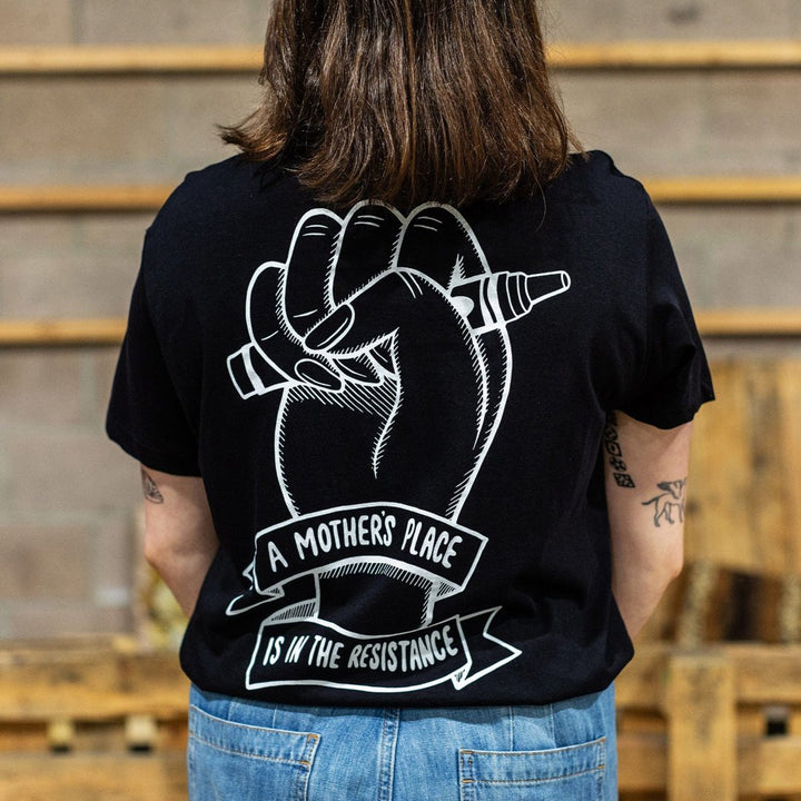 A Mothers Place is in the Resistance Black Tee T-shirts Black & Beech