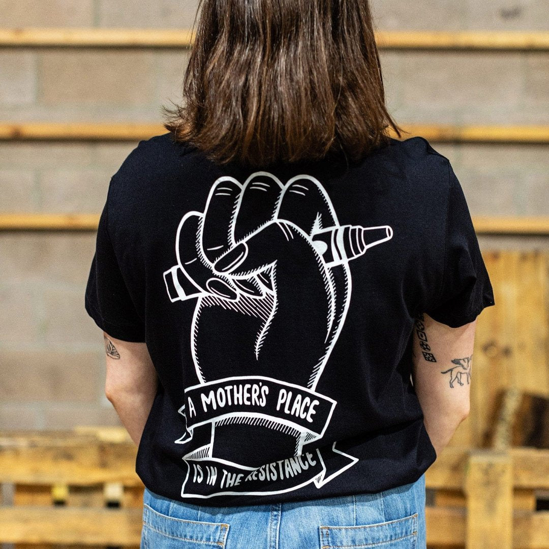 A Mothers Place is in the Resistance Black Tee T-shirts Black & Beech