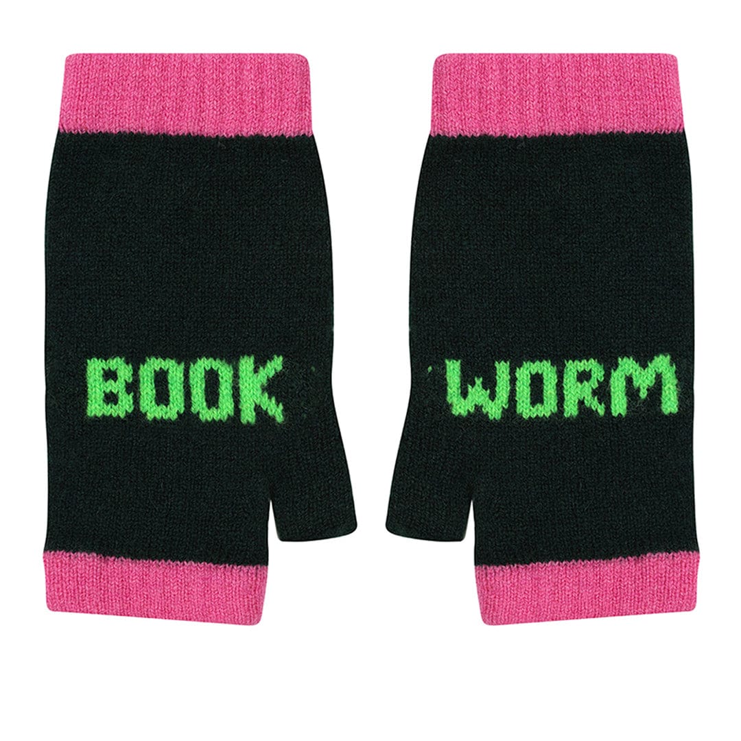Book Worm Mittens in Tartan Green & Bubblegum Gloves & Mittens Black & Beech