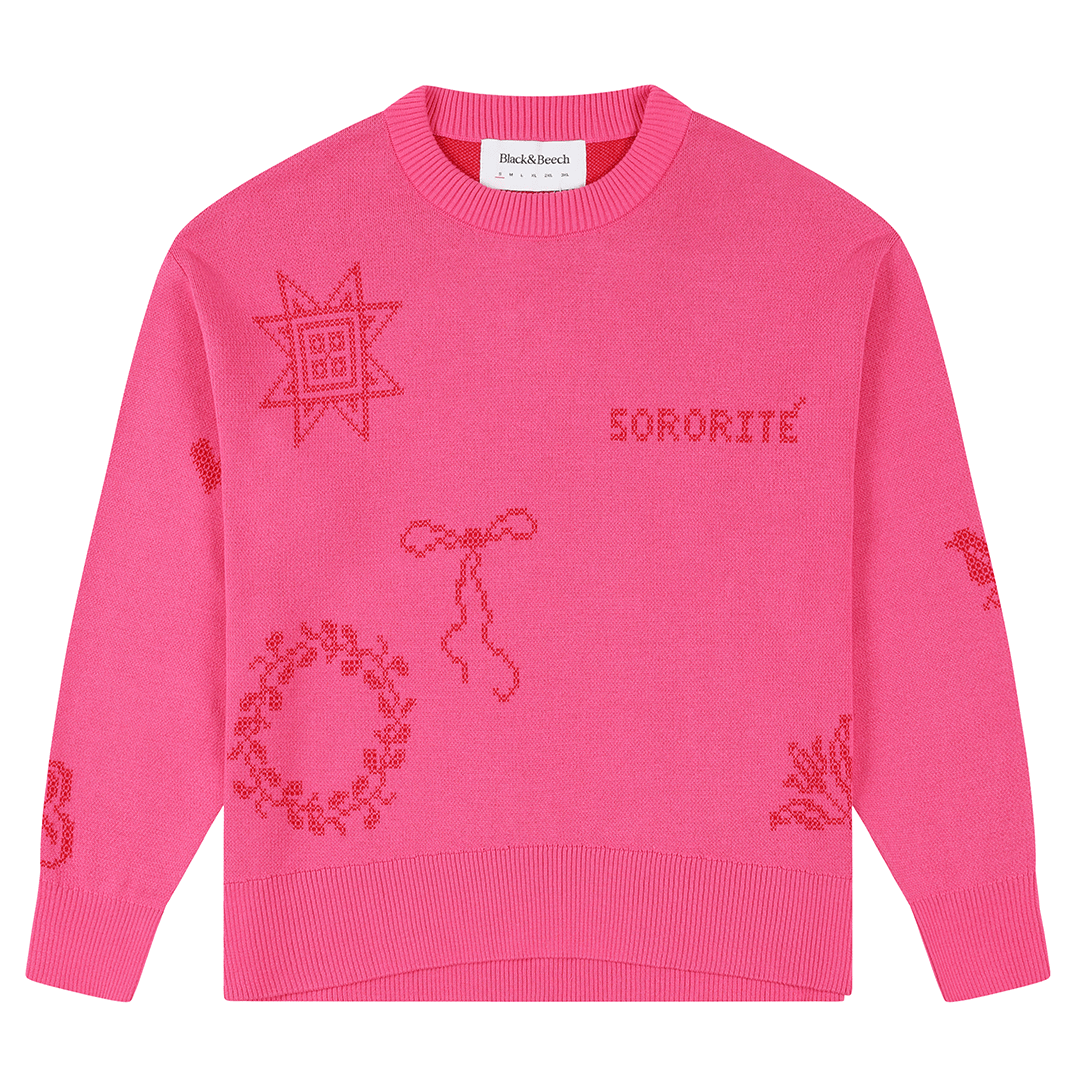 Cross Stitch Jumper in Hibiscus Jumper Black & Beech