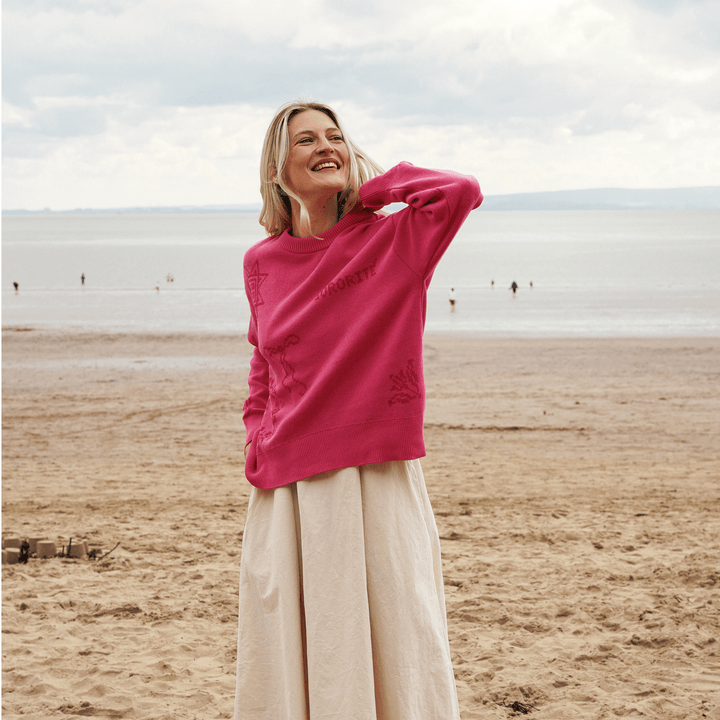 Cross Stitch Jumper in Hibiscus - Pre Order Jumper Black & Beech
