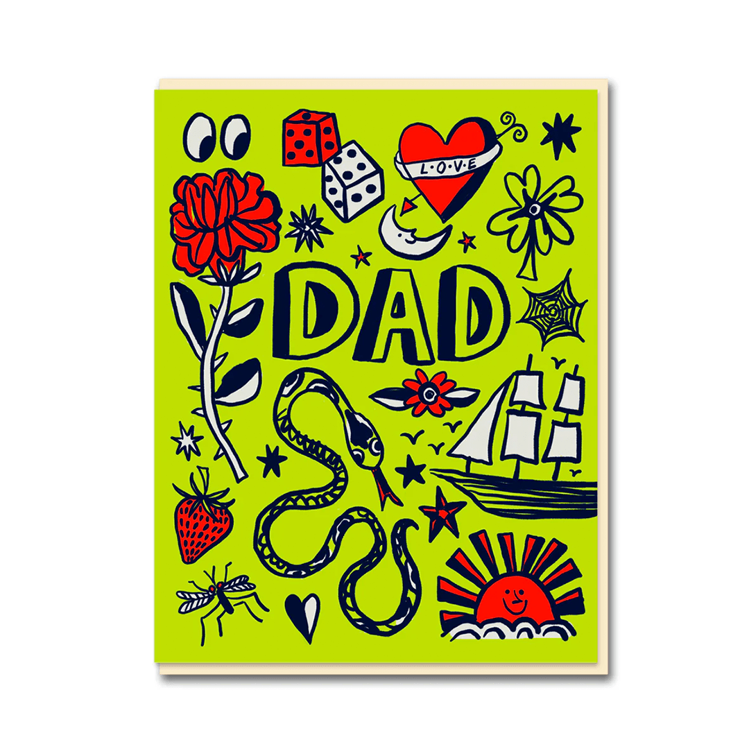 Dad Tattoo Greeting Card Greeting & Note Cards Black & Beech