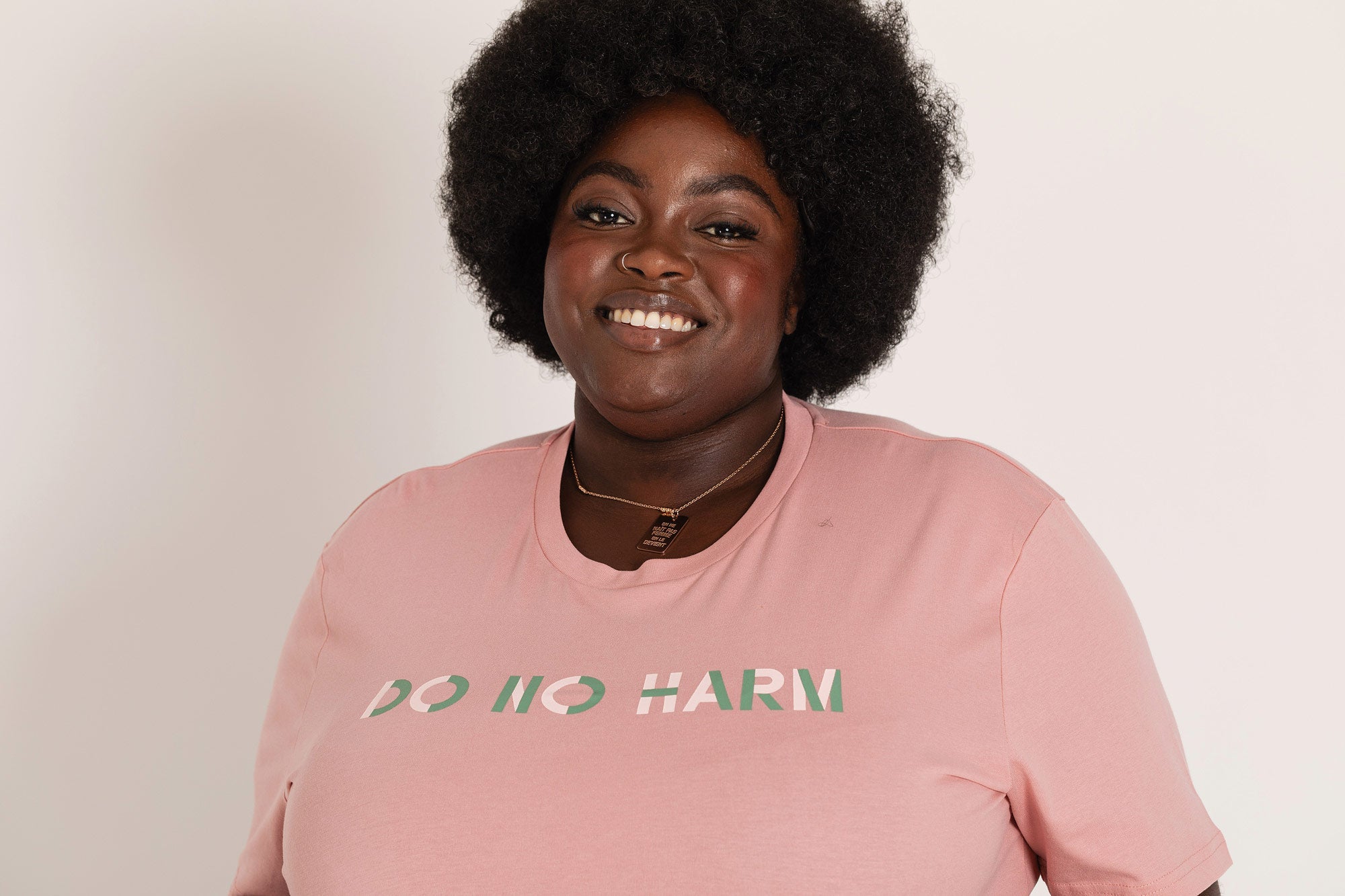Do No Harm Take No Shit Deep Dusky Pink Cotton T-Shirt Black & Beech