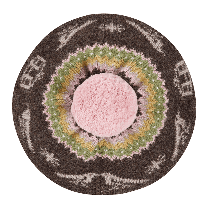 Fairisle Beret Tam in Cocoa Hats Black & Beech