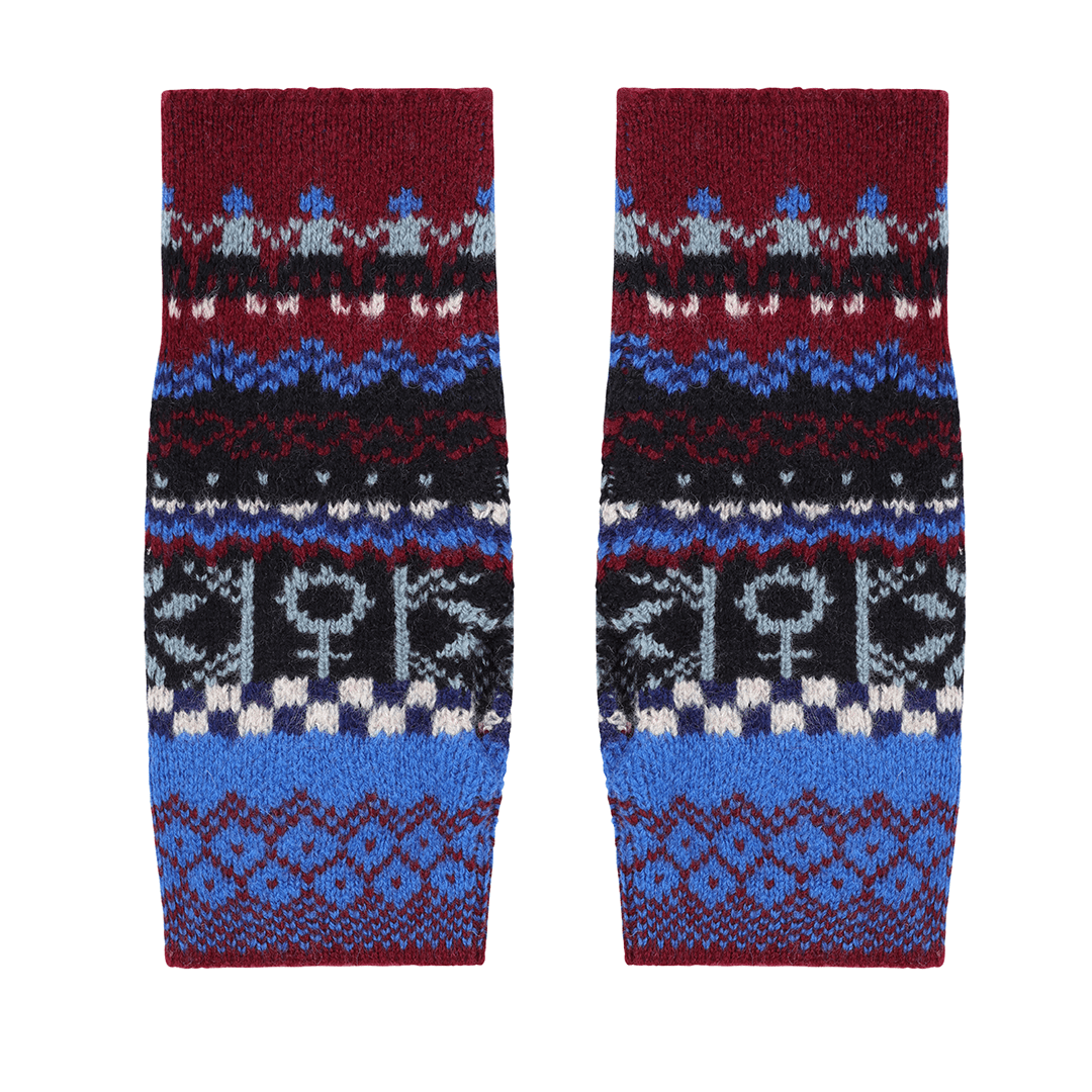 Fairisle Wrist Warmers in Klein Gloves & Mittens Black & Beech