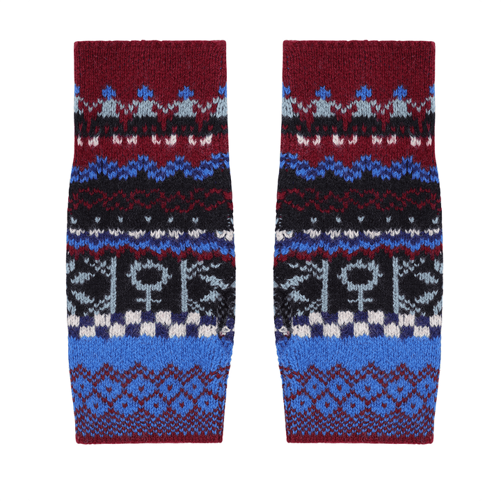 Fairisle Wrist Warmers in Klein Gloves & Mittens Black & Beech