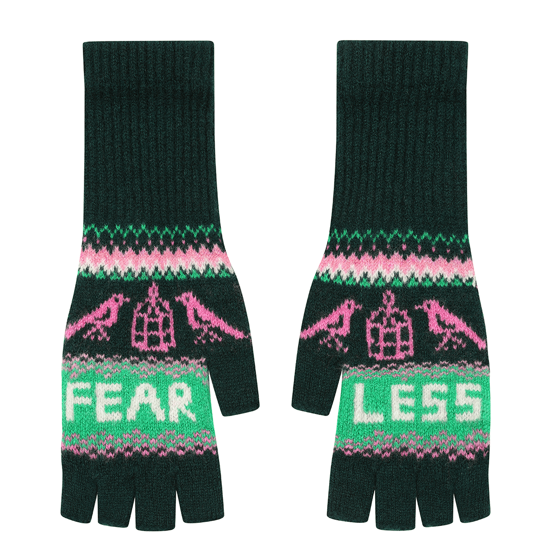 Fearless Fairisle Mittens in Forest Freen Gloves & Mittens Black & Beech
