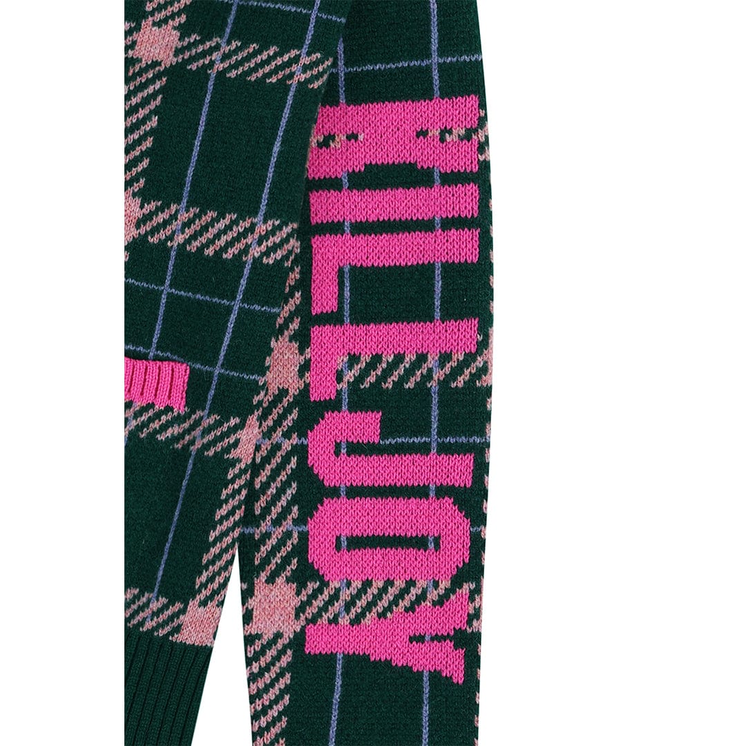 Feminist Killjoy Lambswool Cardigan in Forest Green & Neon Pink Cardigans Black & Beech