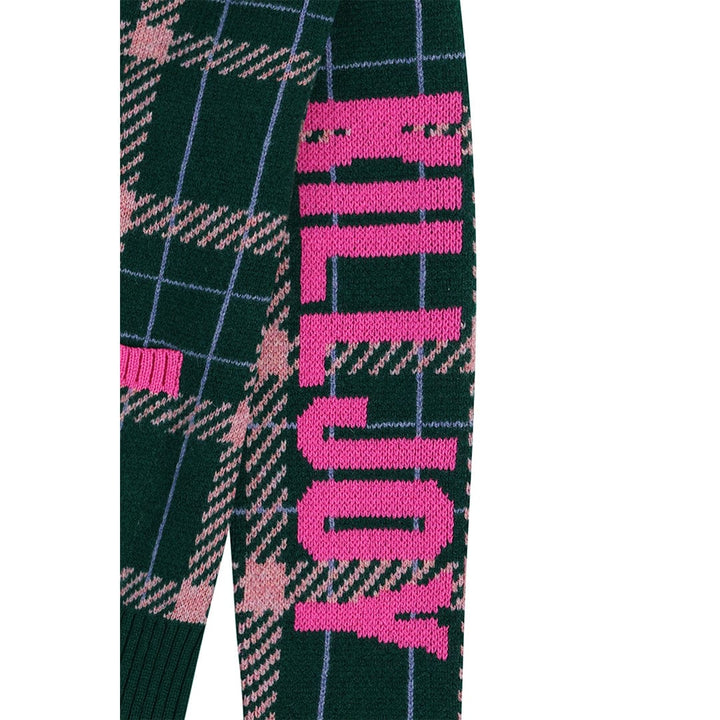 Feminist Killjoy Lambswool Cardigan in Forest Green & Neon Pink Cardigans Black & Beech