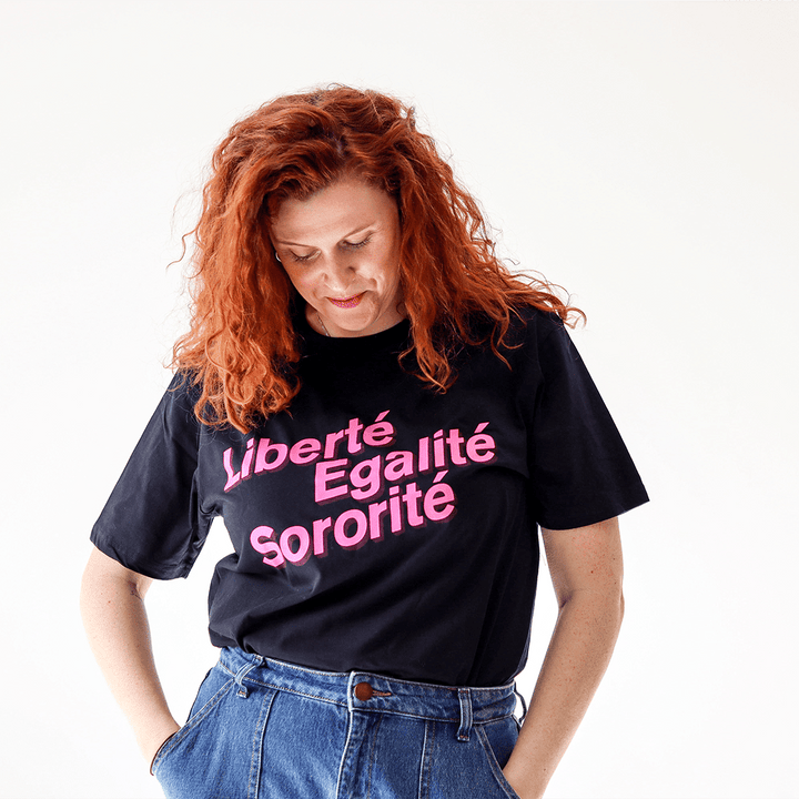 Liberté, Egalité, Sororité® Black Organic Cotton T-Shirt T-shirts Black & Beech