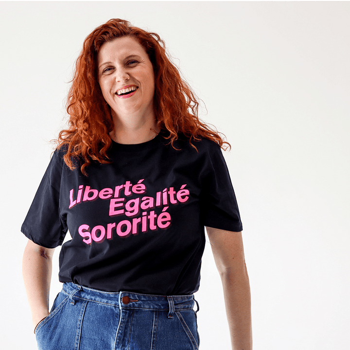 Liberté, Egalité, Sororité® Black Organic Cotton T-Shirt T-shirts Black & Beech