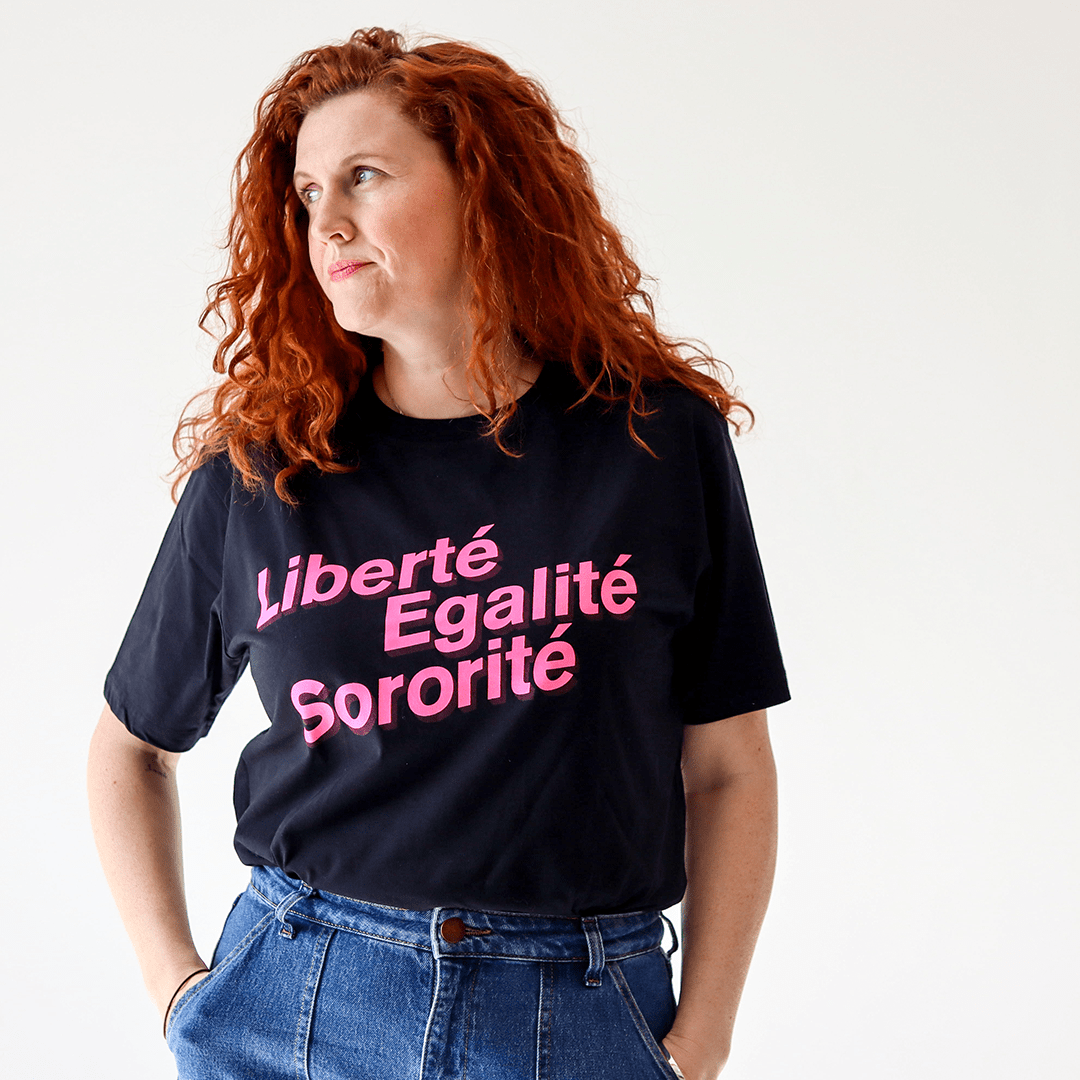 Liberté, Egalité, Sororité® Black Organic Cotton T-Shirt T-shirts Black & Beech
