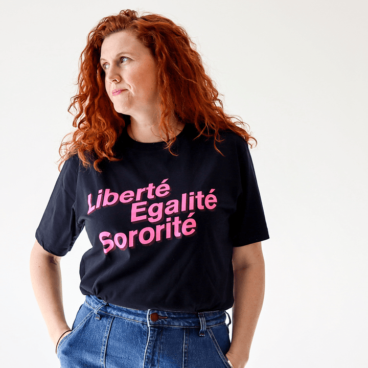 Liberté, Egalité, Sororité® Black Organic Cotton T-Shirt T-shirts Black & Beech