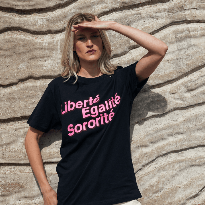 Liberté, Egalité, Sororité® Black Organic Cotton T-Shirt T-shirts Black & Beech