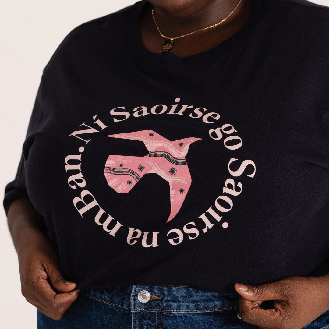Ní Saoirse go Saoirse na mBan Black Heavyweight T Shirt T-shirts Black & Beech