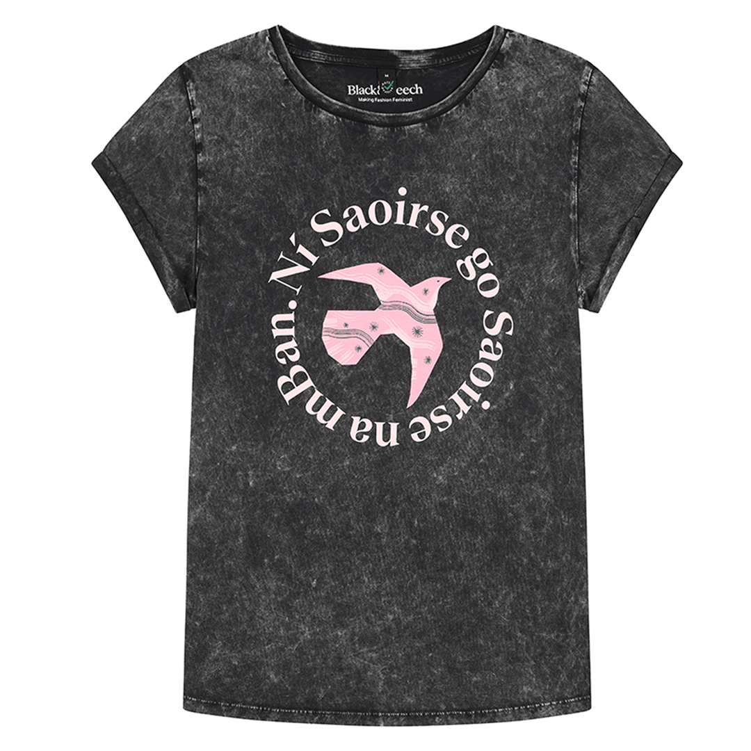 Ní Saoirse go Saoirse na mBan T-Shirt in Acid Black T-shirts Black & Beech