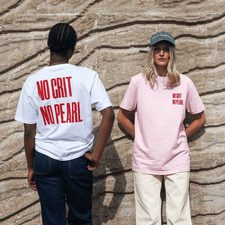 No Grit No Pearl Organic Cotton T-Shirt in Stonewash Pink T-shirts Black & Beech