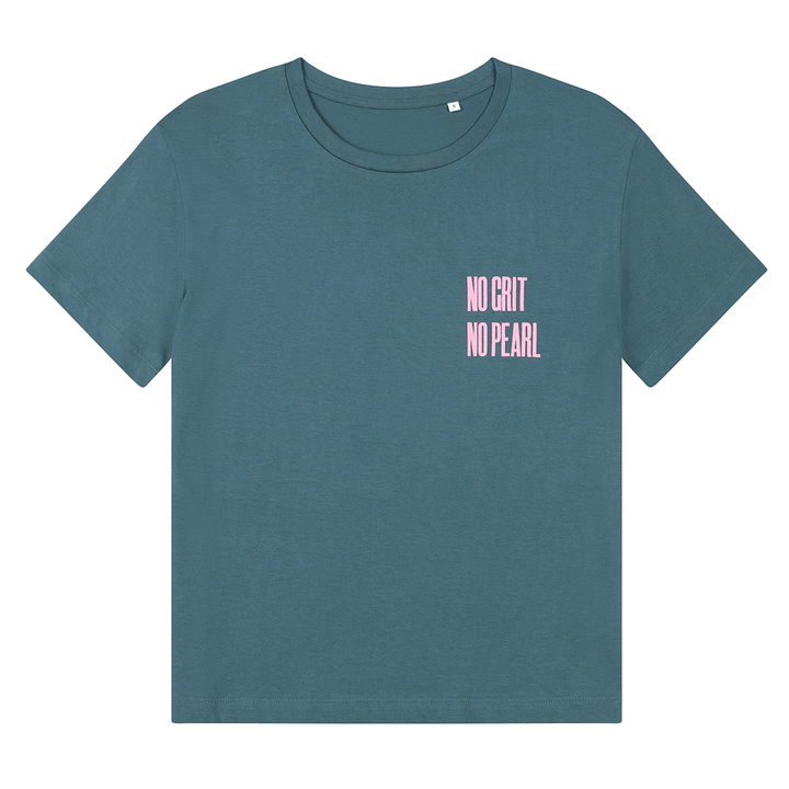 No Grit No Pearl Organic Cotton T-Shirt in Teal T-shirts Black & Beech