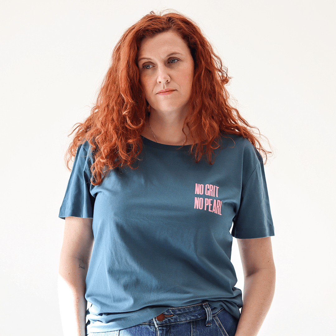No Grit No Pearl Organic Cotton T-Shirt in Teal T-shirts Black & Beech