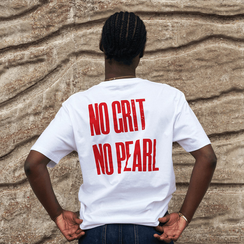 No Grit No Pearl Organic Cotton T-Shirt in White T-shirts Black & Beech