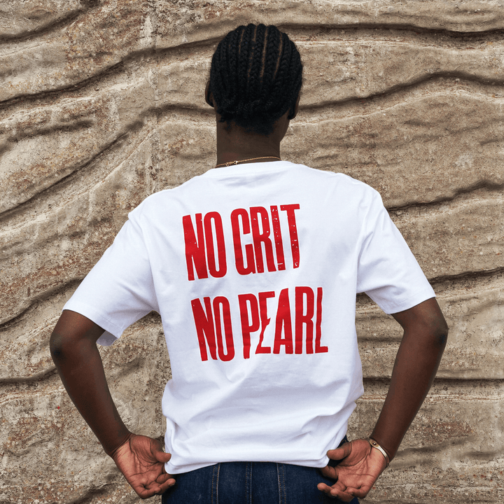 No Grit No Pearl Organic Cotton T-Shirt in White T-shirts Black & Beech