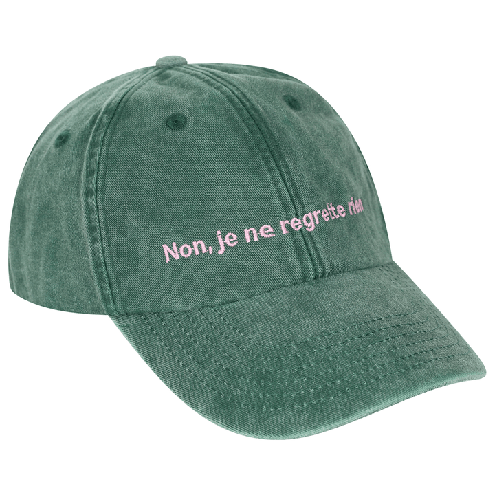 Non, Je Ne Regrette Rien Baseball Cap in Stonewash Green baseball cap Black & Beech
