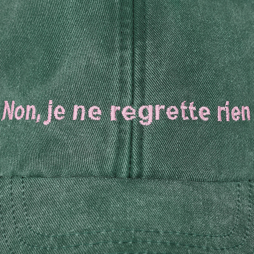 Non, Je Ne Regrette Rien Baseball Cap in Stonewash Green baseball cap Black & Beech