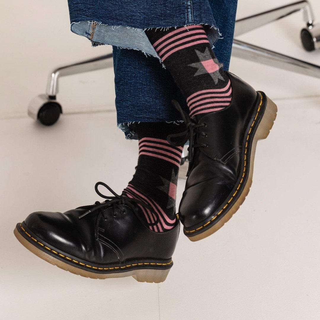 Patchwork Folk Socks Black & Beech
