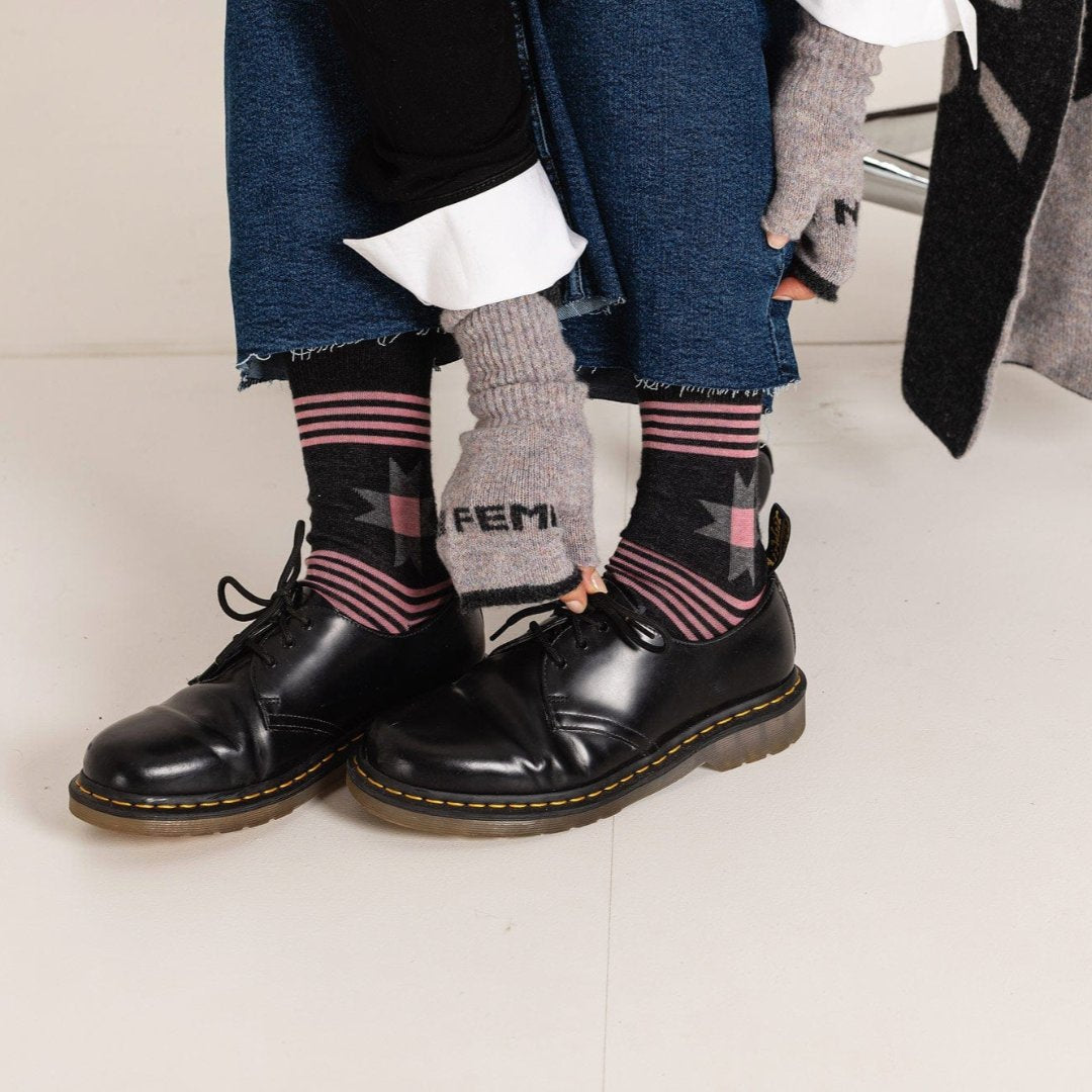 Patchwork Folk Socks Black & Beech
