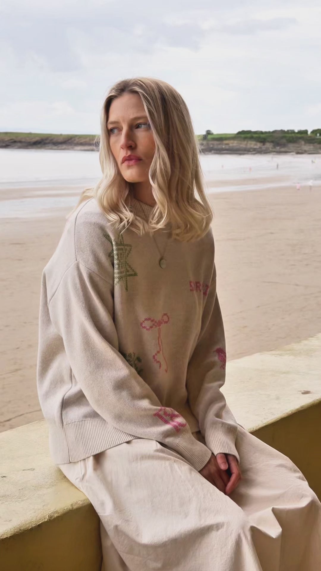 Cross Stitch Jumper in Ecru