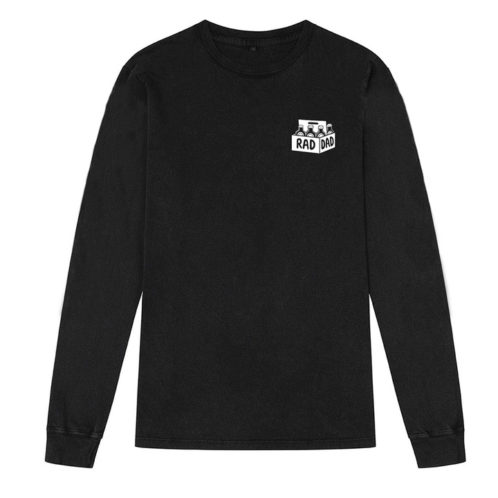 RAD DAD Beer Long Sleeve T-Shirt In Stonewash Black Men's T-Shirts Black & Beech