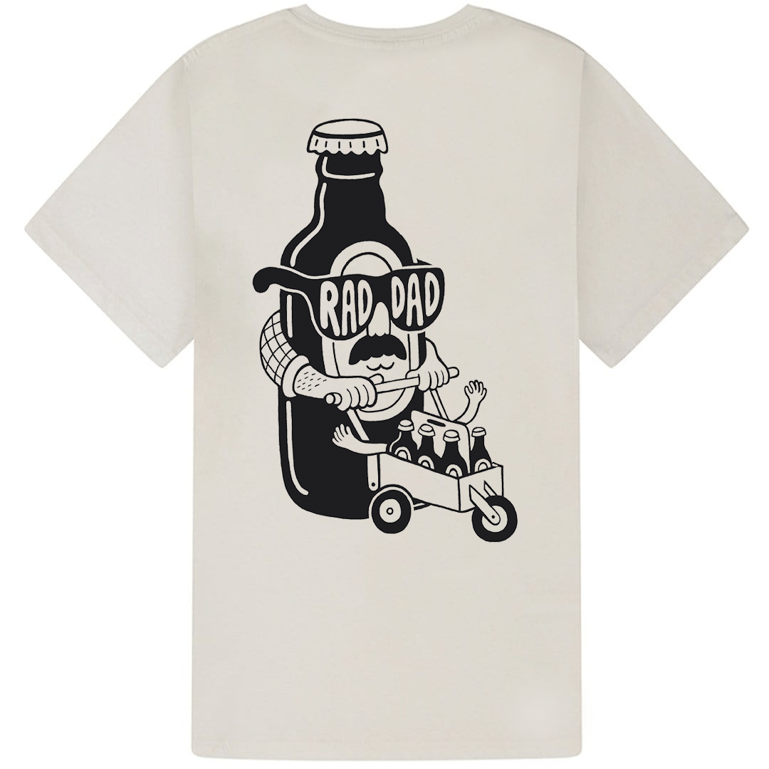RAD DAD Beer T-Shirt In Faded White Men's T-Shirts Black & Beech