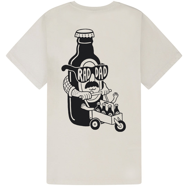 RAD DAD Beer T-Shirt In Faded White Men's T-Shirts Black & Beech