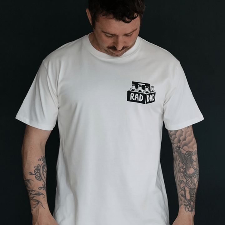 RAD DAD Beer T-Shirt In Faded White Men's T-Shirts Black & Beech