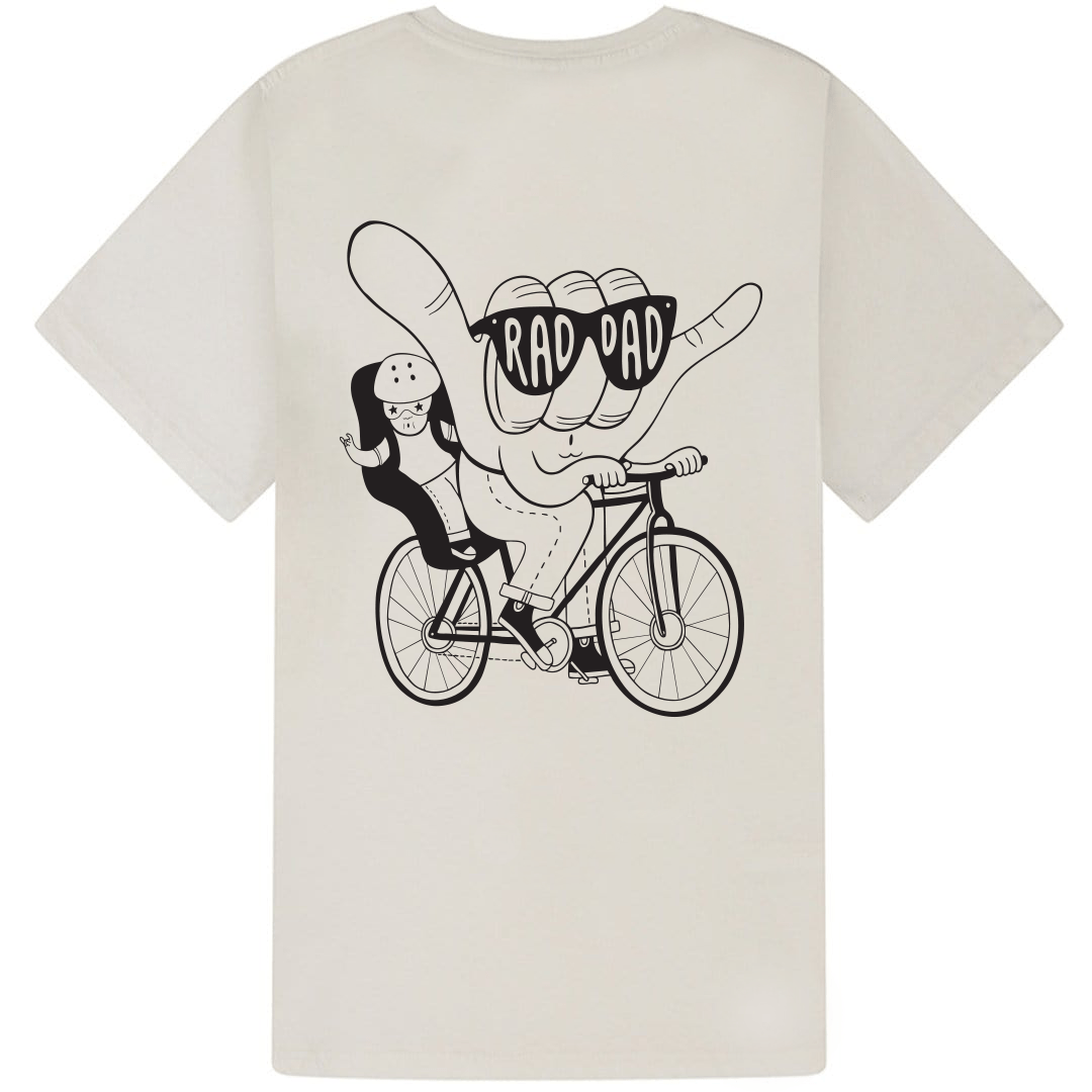 RAD DAD Cycles T-Shirt In Faded White Men's T-Shirts Black & Beech