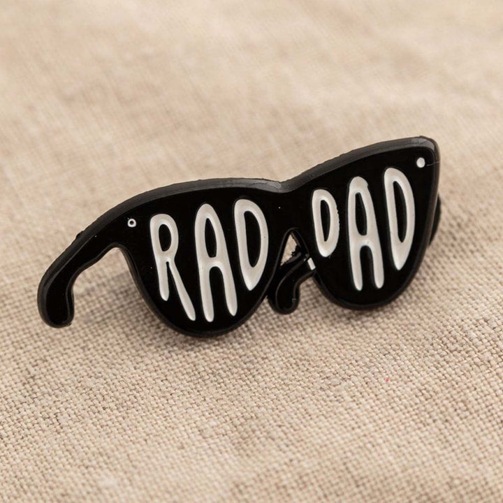 RAD DAD Glasses Enamel Pin Brooches & Lapel Pins Black & Beech