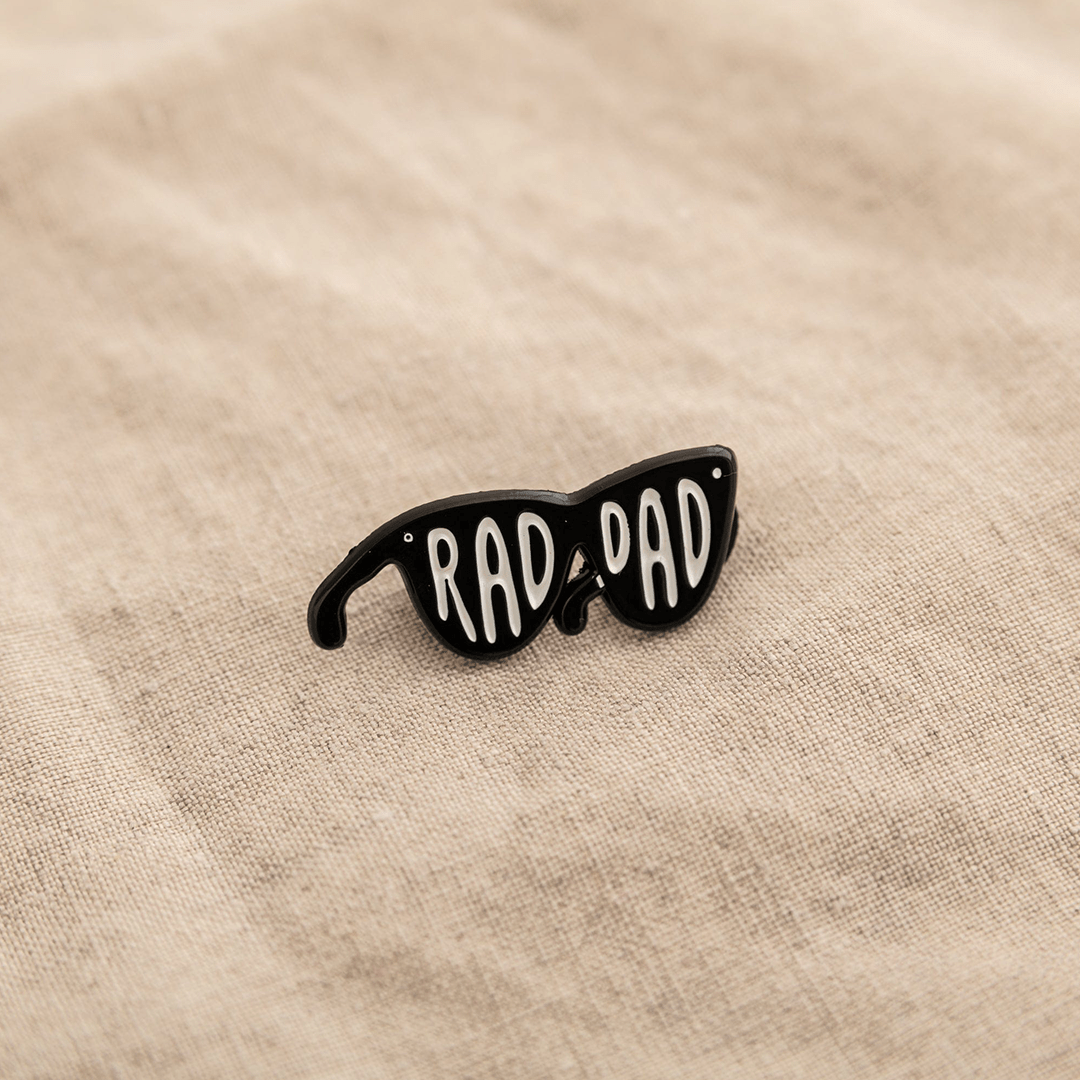 RAD DAD Glasses Enamel Pin Brooches & Lapel Pins Black & Beech