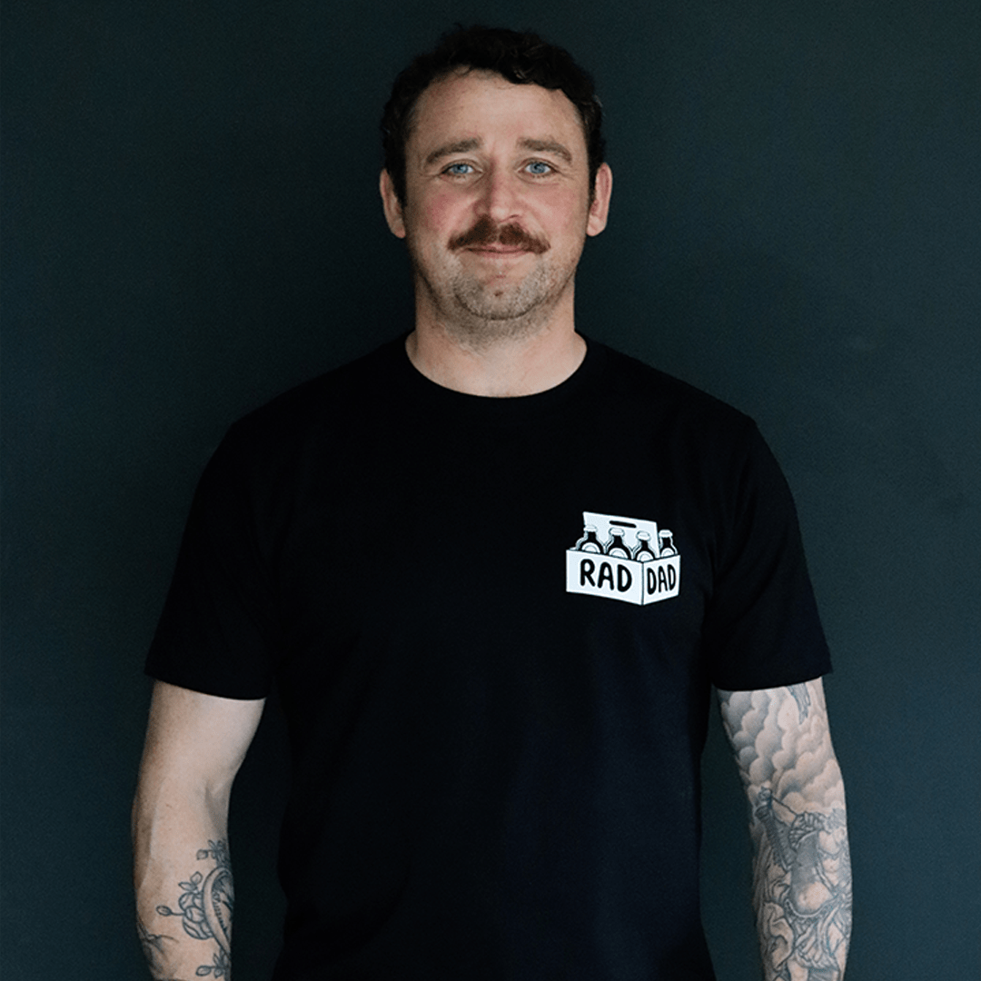 RAD DAD Music T-Shirt in Dark Navy Men's T-Shirts Black & Beech