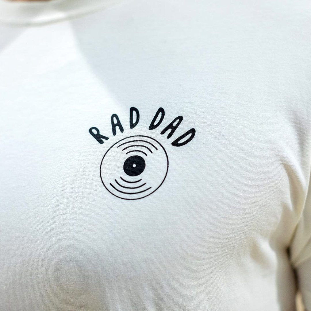 RAD DAD Music T-Shirt in Stone Washed White T-shirts Black & Beech