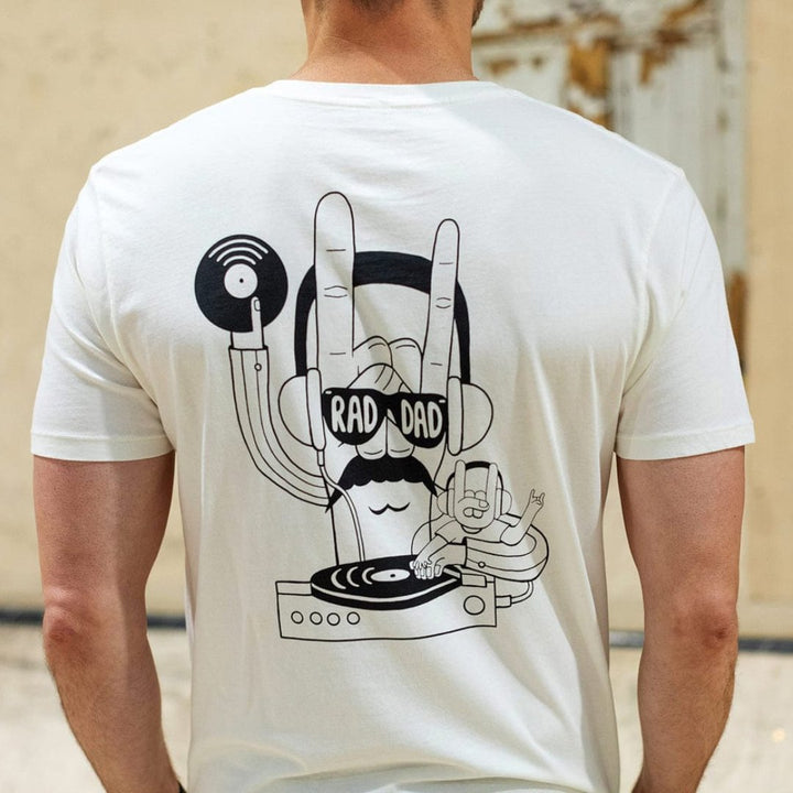 RAD DAD Music T-Shirt in Stone Washed White T-shirts Black & Beech