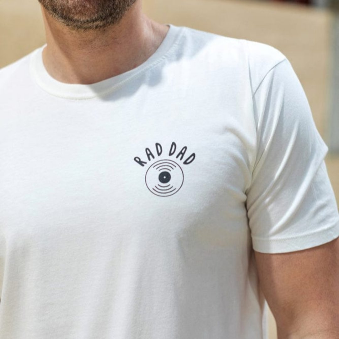 RAD DAD Music T-Shirt in Stone Washed White T-shirts Black & Beech