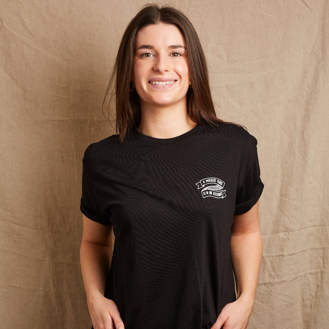A Mothers Place is in the Resistance Black Tee Black & Beech