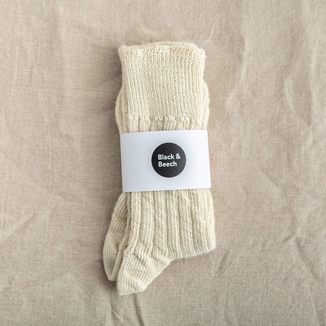 Alpaca Bed Socks Black & Beech